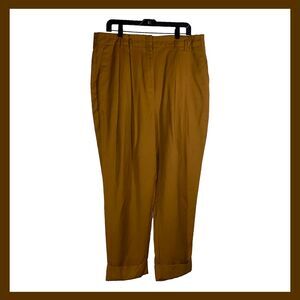 Elizabeth and James Mustard Cropped Pleated Pants Size 16W Rayon Blend